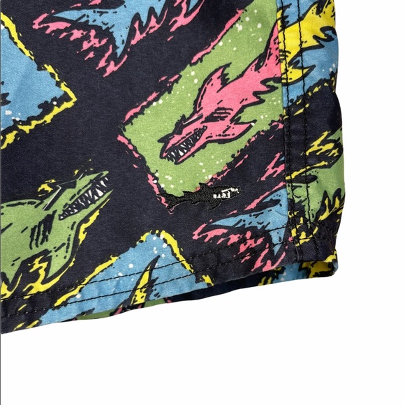 Maui and Sons Shark Print Swim Trunks Pool Shorts - Picture 2 of 5